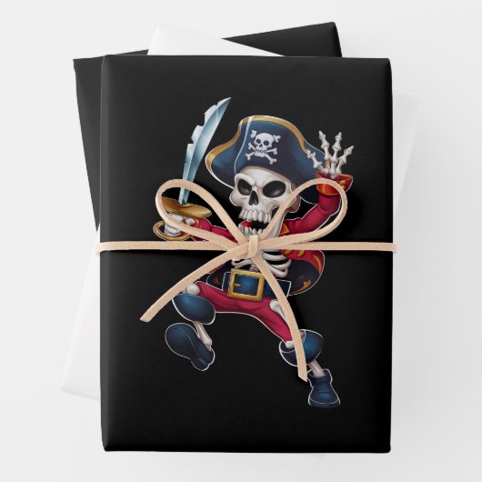 Dabbing Skeleton Pirate Halloween Kinderen Jolly R Inpakpapier Vel (In situ)
