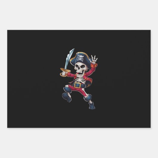 Dabbing Skeleton Pirate Halloween Kinderen Jolly R Inpakpapier Vel (Voorkant)