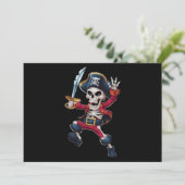 Dabbing Skeleton Pirate Halloween Kinderen Jolly R Kaart (Staand voorkant)