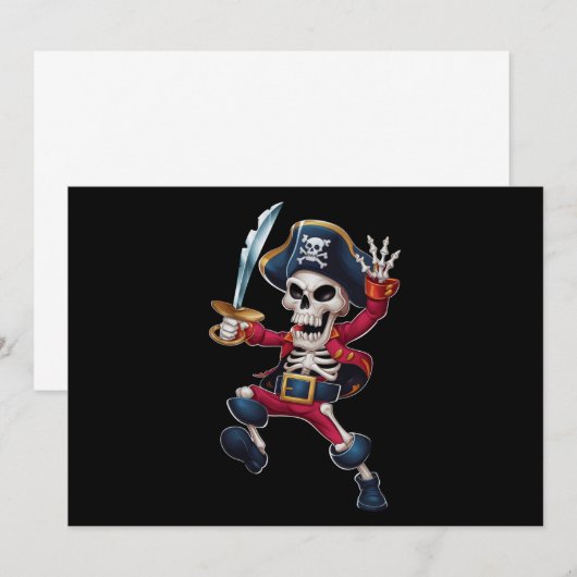 Dabbing Skeleton Pirate Halloween Kinderen Jolly R Kaart (Voorkant / Achterkant)