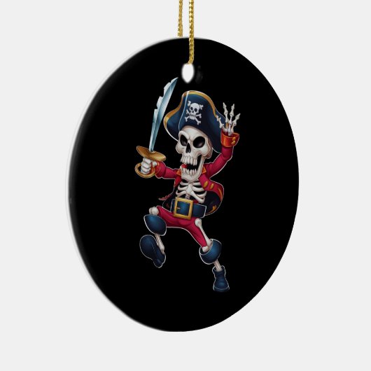 Dabbing Skeleton Pirate Halloween Kinderen Jolly R Keramisch Ornament (Rechts)