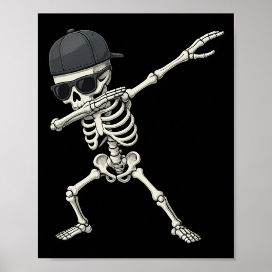 Dabbing Skeleton Pirate Halloween Kinderen Jolly R Poster (Voorkant)