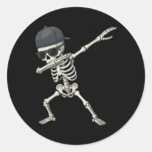 Dabbing Skeleton Pirate Halloween Kinderen Jolly R Ronde Sticker (Voorkant)