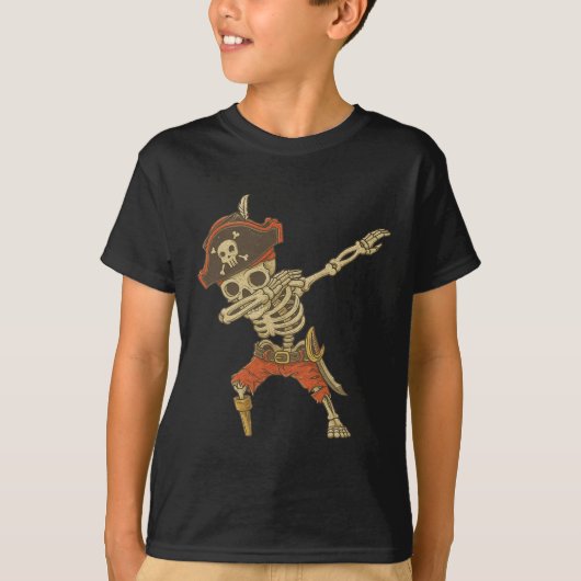 Dabbing Skeleton Pirate Halloween Kinderen Jolly R T-shirt (Voorkant)