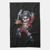 Dabbing Skeleton Pirate Halloween Kinderen Jolly R Theedoek (Verticaal)