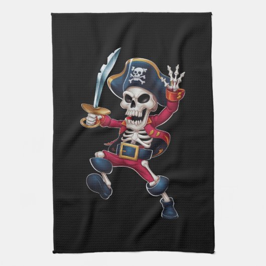 Dabbing Skeleton Pirate Halloween Kinderen Jolly R Theedoek (Verticaal)