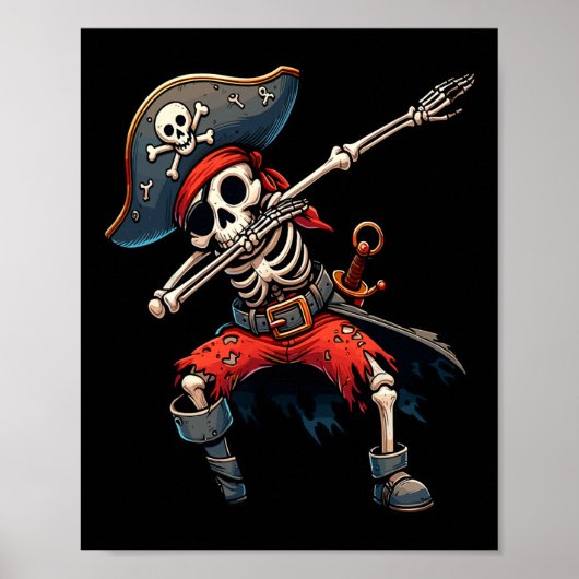 Dabbing Skeleton Pirate Kinder Poster (Voorkant)