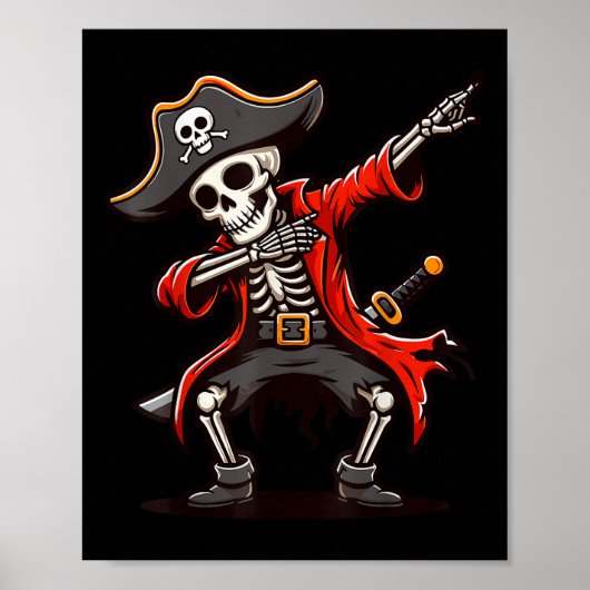 Dabbing Skeleton Pirate Poster (Voorkant)