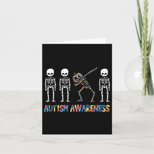 Dabbing Skeleton Pumpkin Autism Awareness Halowee Kaart (Voorkant)