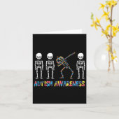 Dabbing Skeleton Pumpkin Autism Awareness Halowee Kaart (Gele Bloem)