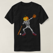 Dabbing Skeleton Pumpkin Baseball Halloween T-shirt (Design voorkant)