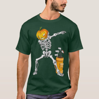 Dabbing Skeleton Pumpkin Golf Halloween Costume Gi T-shirt