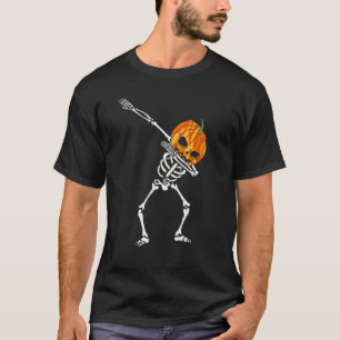 Dabbing Skeleton Pumpkin Head Halloween Dancing S T-shirt
