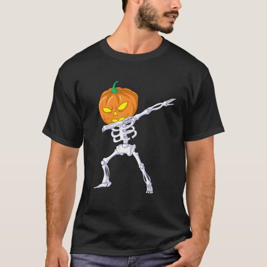 Dabbing Skeleton Pumpkin T-shirt (Voorkant)