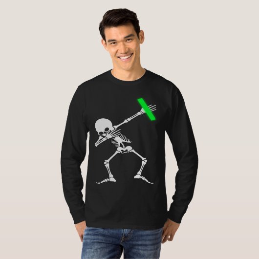 Dabbing Skeleton Rave Dance Party Music T-shirt (Voorkant volledig)