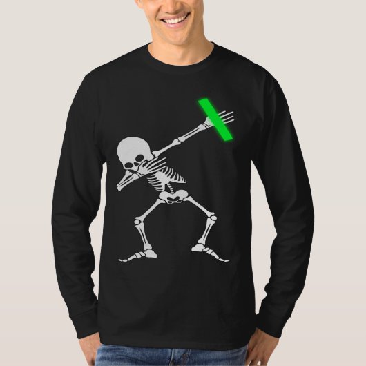 Dabbing Skeleton Rave Dance Party Music T-shirt (Voorkant)
