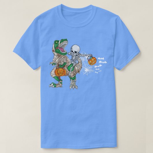 Dabbing Skeleton Riding Mummy Dinosaur T re Hallow T-shirt (Design voorkant)