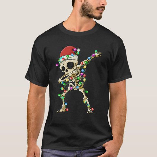 Dabbing Skeleton Santa Kerstmis Rights Xmas T-shirt (Voorkant)