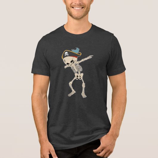 Dabbing Skeleton Schattigee Piratendans Tri-Blend Shirt (Voorkant)