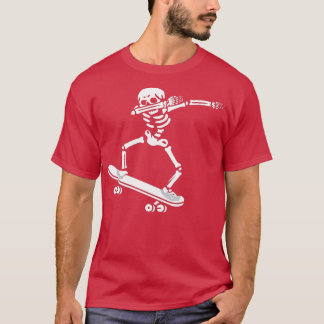 Dabbing Skeleton Skateboard Costume Funny Hallowee T-shirt