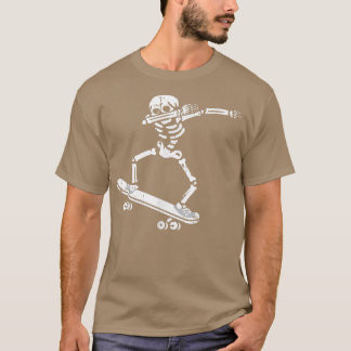 Dabbing Skeleton Skateboard Costume Funny Halowee T-shirt