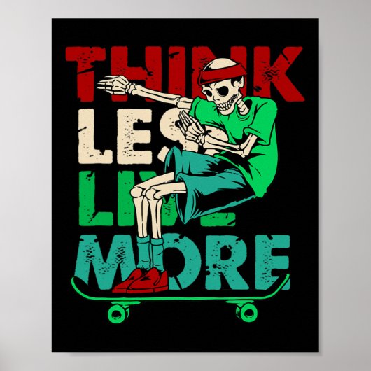 Dabbing Skeleton Skateboarder Skater Deck Skateboa Poster (Voorkant)