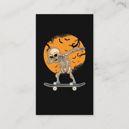 Dabbing Skeleton Skys Halloween Visitekaartje (Voorkant)