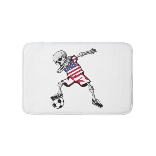 Dabbing Skeleton Soccer Halloween Verenigde Staten Badmat (Voorkant)