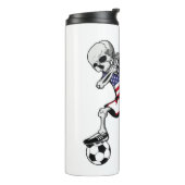 Dabbing Skeleton Soccer Halloween Verenigde Staten Thermosbeker (Gedraaid links)