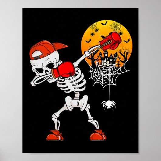 Dabbing Skeleton Spelen Boksen Halloween Speler C Poster (Voorkant)