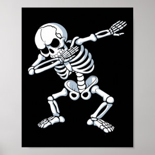 Dabbing Skeleton Spooky Dab Dancing Mannen Kinder Poster