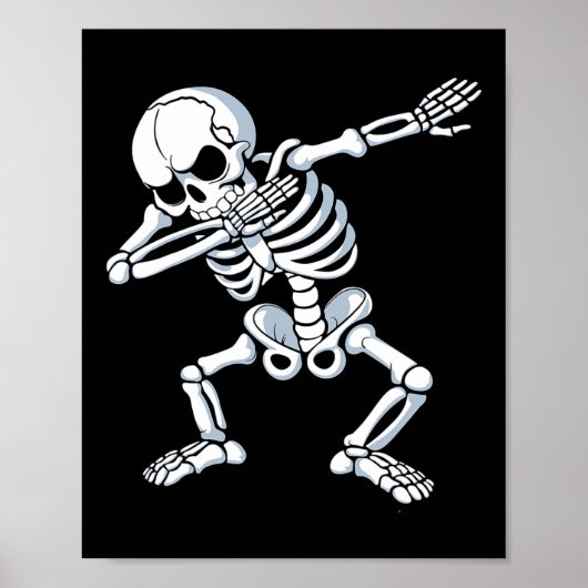 Dabbing Skeleton Spooky Dab Dancing Mannen Kinder  Poster (Voorkant)