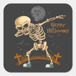 Dabbing Skeleton Vierkante Sticker