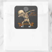 Dabbing Skeleton Vierkante Sticker (Tas)
