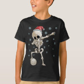 Dabbing Skeleton Volleybal Kerstman Hoed T T-shirt (Voorkant)
