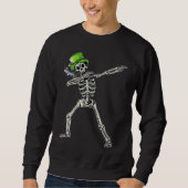 Dabbing Skeleton Wearing Green Hat  St Patrick's D Trui (Voorkant)