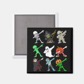 Dabbing Skeleton Witch en Monsters Halloween Magneet (Voorkant / Achterkant)