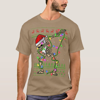 Dabbing Skeleton Xmas licht Ugly Santa Skeleton C T-shirt