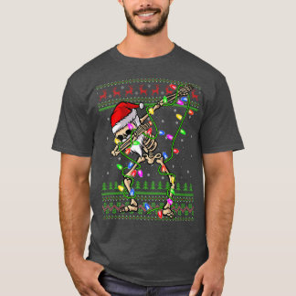 Dabbing Skeleton Xmas licht Ugly Santa Skeleton C T-shirt