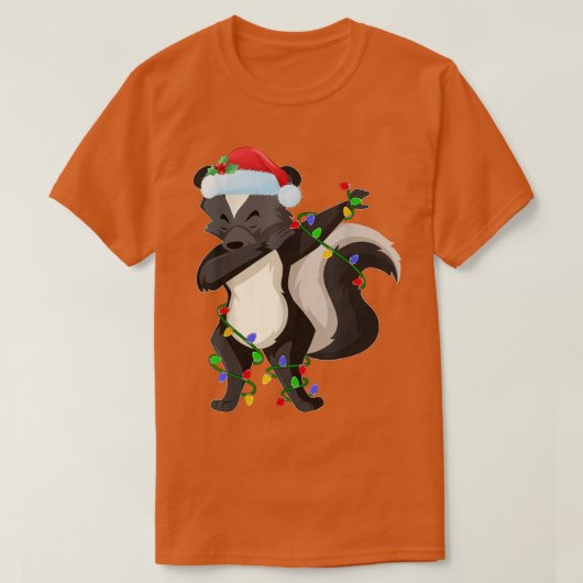 Dabbing Skunk Xmas Licht Funny Santa Skunk T-shirt (Design voorkant)