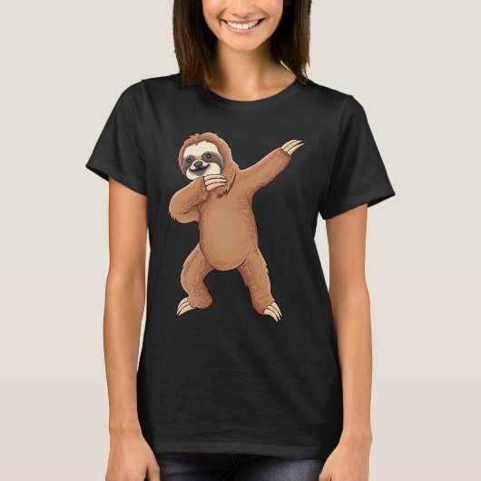 Dabbing Sloth Dance Move Dab saai schattige sloep T-shirt (Voorkant)
