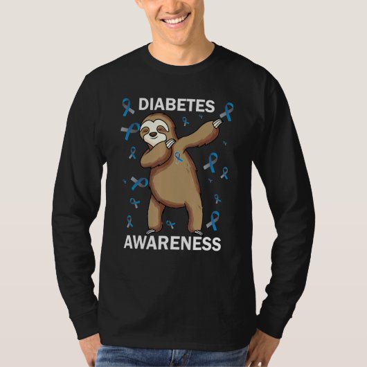Dabbing Sloth Diabetes Awareness Month T1d Warrior T-shirt (Voorkant)