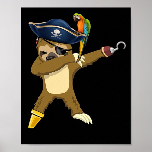 Dabbing Sloth Pirate Dab danst Poster (Voorkant)