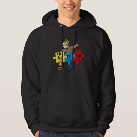 Dabbing Sloth Sunflower Autism Awareness Chemstry Hoodie (Voorkant)
