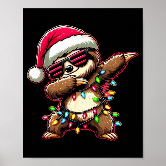 Dabbing Sloth Xmas For Kids Boys Girl Sloth Lover Poster (Voorkant)