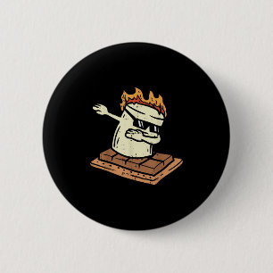 Dabbing Smore Marshmallow Schattig Dab Dans Kamper Ronde Button 5,7 Cm
