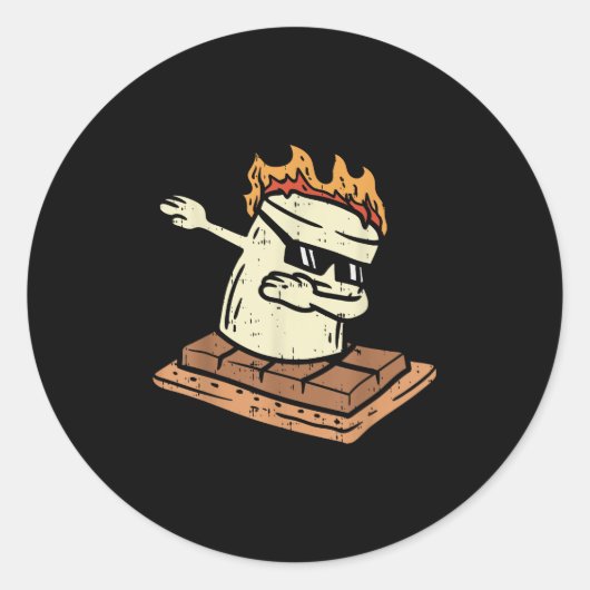 Dabbing Smore Marshmallow Schattig Dab Dans Kamper Ronde Sticker (Voorkant)