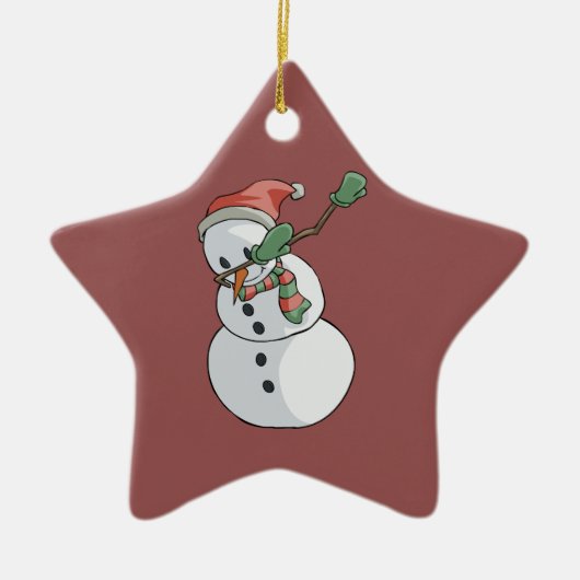 Dabbing Sneeuwman Grappige Kerstmis Thuis Decor Keramisch Ornament (Voorkant)