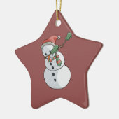 Dabbing Sneeuwman Grappige Kerstmis Thuis Decor Keramisch Ornament (Links)