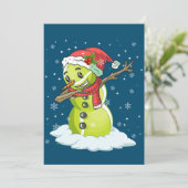 Dabbing Sneeuwman Tennisbal T-shirt Kerstmis Xmas Kaart (Staand voorkant)
